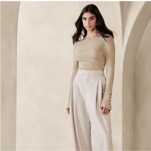 NWT L Banana Republic Jennie Boat-Neck Sweater Top Pearl